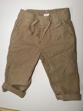 Kids Neutral Tan Linen Drawstring Pants